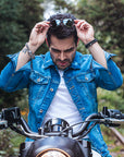 Chamarra de mezclilla stretch bordada para hombre