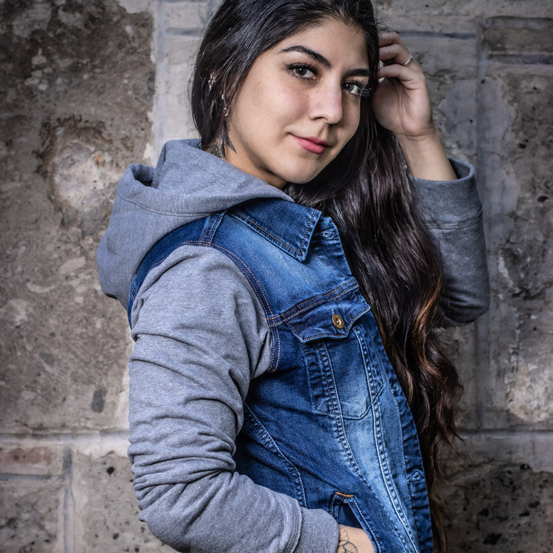 Con Mangas Chamarras De Tela Para Mujer Chamarra De Mezclilla