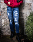 Pantalón de mezclilla stretch parches