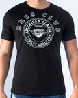 Imagen de frente playera cuello redondo con logo classic color negro marca Bros Club