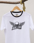 Playera de hombre con diseño de calavera con alas