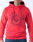 Imagen de frente sudadera cerrada con estampado color coral para hombre marca Bros Club