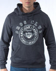 Imagen de frente sudadera cerrada con estampado color gris oxford para hombre marca Bros Club