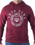 Imagen de frente sudadera cerrada con estampado color vino para hombre marca Bros Club