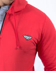 Imagen de acercamiento a sudadera con cierre y gorro de hombre color coral marca Bros Club