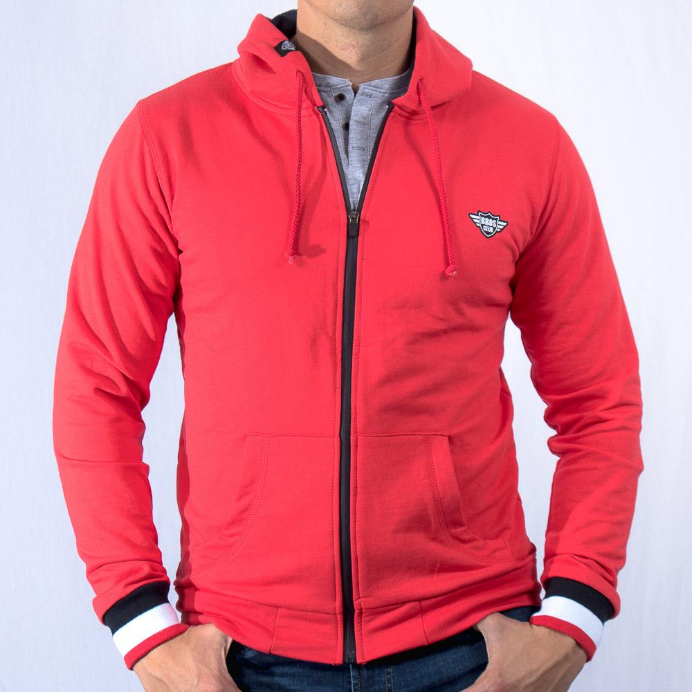 Sudadera Hombre Sudadera Con Cierre Y Capucha Roja Poly Cotton