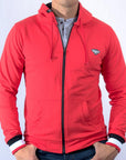 Imagen de frente sudadera con cierre y gorro de hombre color coral marca Bros Club