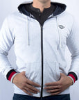 Imagen de frente sudadera con cierre y gorro de hombre color gris claro marca Bros Club