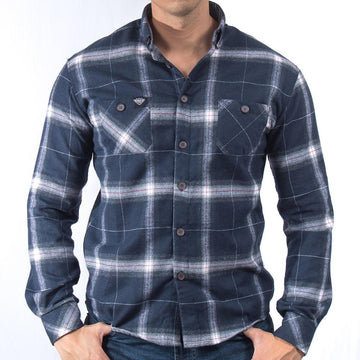 Imagen de camisa cerrada cuadros color azul para hombre marca Bros Club.