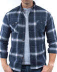 Imagen de camisa abierta cuadros color azul para hombre marca Bros Club.