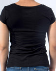 Imagen de back playera cuello redondo lisa color negro para mujer marca Bros Club