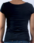 Imagen de back playera cuello redondo lisa color marino para mujer marca Bros Club