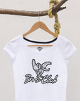Playera de mujer con diseño de manos de calavera
