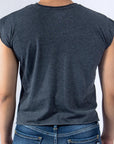 Imagen de espalda playera sin mangas lisa color oxford para mujer marca Bros Club