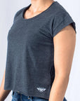 Imagen de frente playera sin mangas lisa color oxford para mujer marca Bros Club