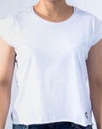 Imagen de frente playera sin mangas lisa color blanco para mujer marca Bros Club