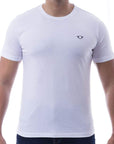 Playera de cuello redondo con silueta de logo bordado