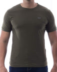 Playera de cuello redondo con silueta de logo bordado