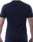 Playera de cuello redondo con silueta de logo bordado