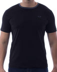 Playera bicolor de cuello redondo con silueta de logo bordado