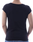 Playera de cuello redondo con silueta de logo bordado