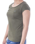 Playera de cuello redondo con silueta de logo bordado