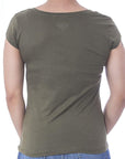 Playera de cuello redondo con silueta de logo bordado