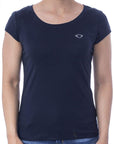 Playera de cuello redondo con silueta de logo bordado