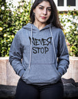 Sudadera gris unisex Never Stop