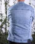 Chamarra mezclilla cuello mao Acid Wash