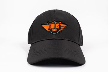 Gorra negra logo Bros Club naranja