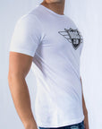 Imagen de lado playera cuello redondo con logo color blanco marca Bros Club