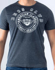 Imagen de frente playera cuello redondo con logo classic color gris oxford marca Bros Club