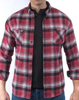 Imagen de camisa abierta cuadros color rojo para hombre marca Bros Club.
