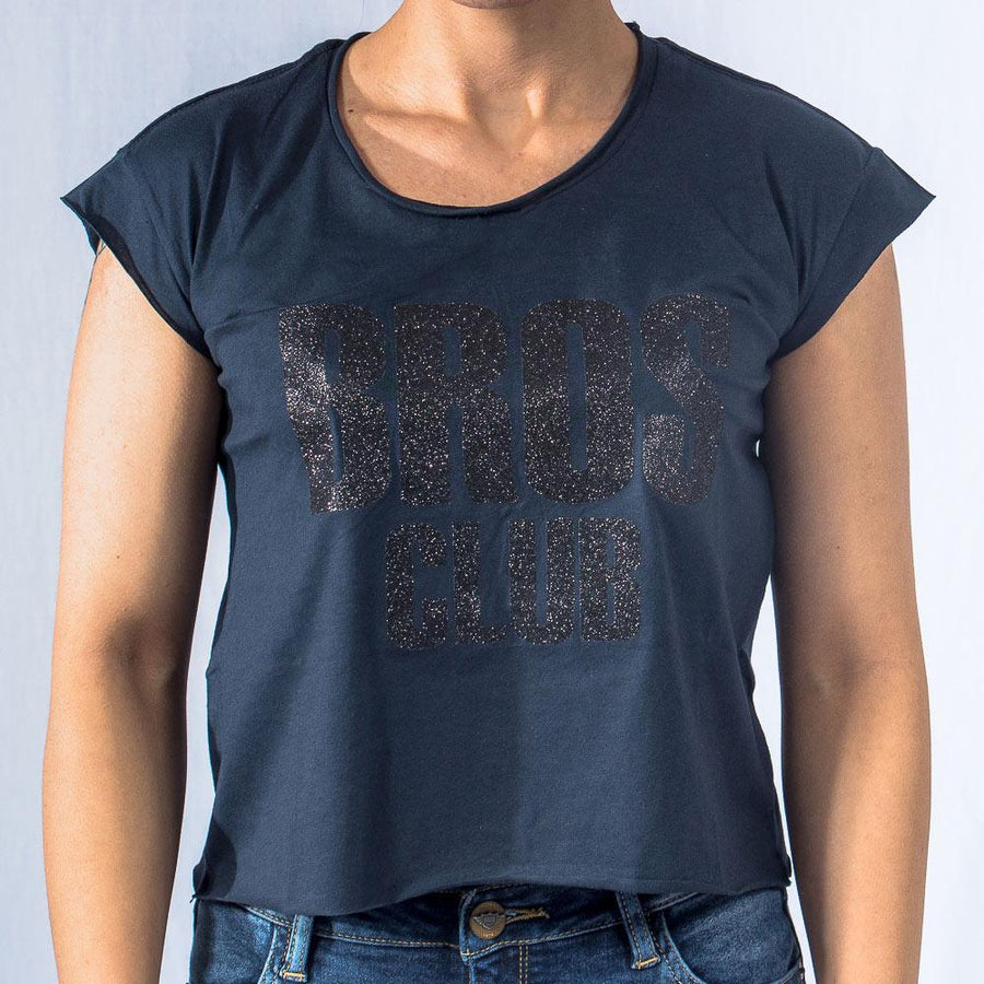 Playera sin mangas glitter mujer