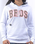 Imagen de frente sudadera color blanco con logo de toalla de mujer marca Bros Club